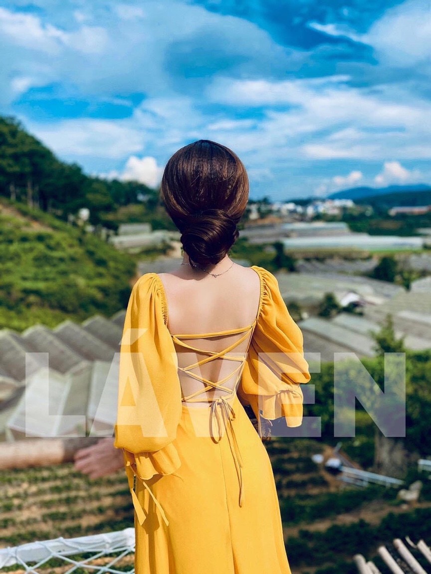 [HCM]MAXI ĐAN DÂY LƯNG CỔ VUÔNG CHẤT VẢI SIÊU XỊN M001
