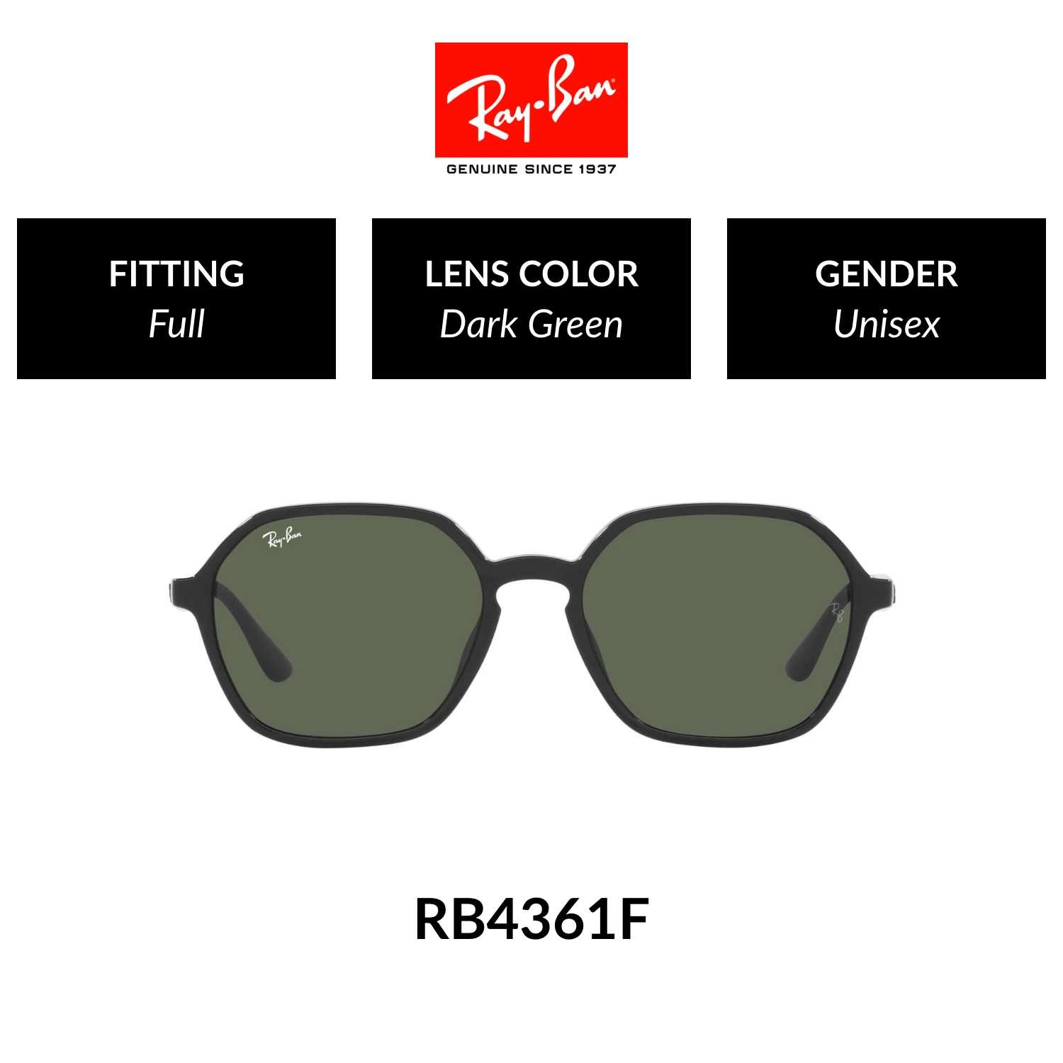 Mắt kính RAY-BAN - RB4361F 601/71 - Kính mát Size 54