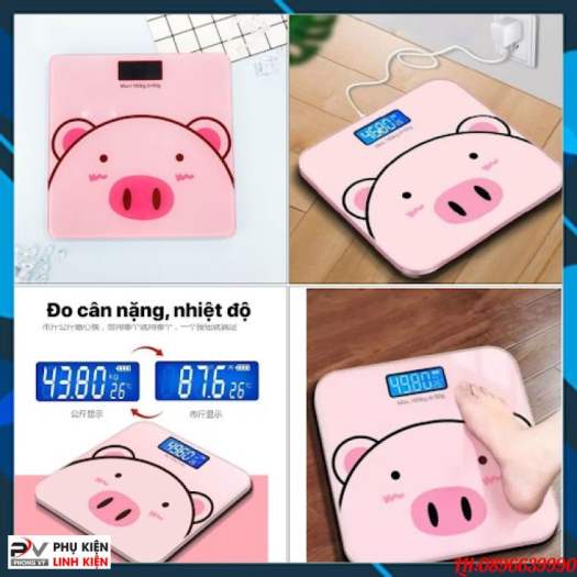 CÂN ĐIỆN TỬ SỨC KHOẺ LỢN HỒNG KUTE cân điện tử cảm ứng