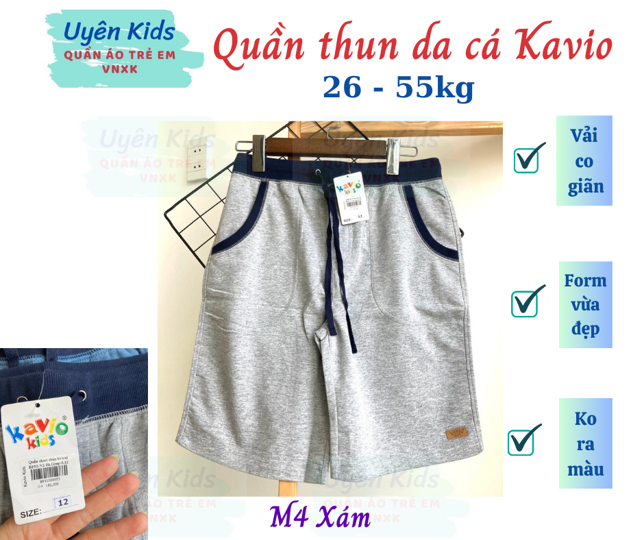 Quần short thun da cá Kavio cao cấp cho bé trai 26-55kg quần short size đại cồ