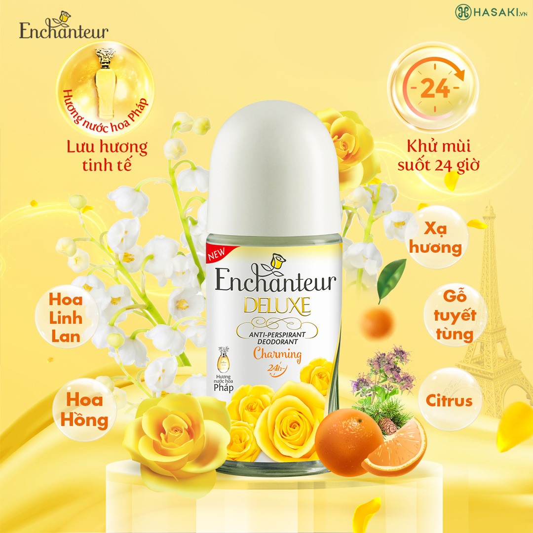 [HCM]Lăn khử mùi trắng da Enchanteur White Charming 50ml