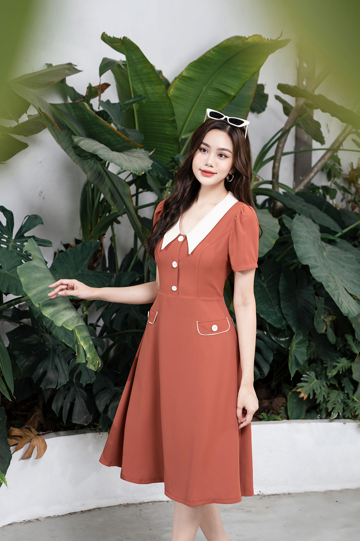 Đầm Cổ Phối Lamer Nắp Túi L63R23Q007