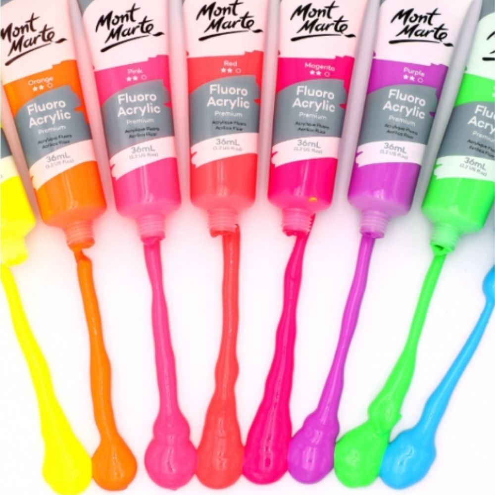 [Giao Hỏa Tốc] [Tuýp lẻ] Màu Acrylic Phản Quang - Fluoro Acrylic Mont Marte 50ml