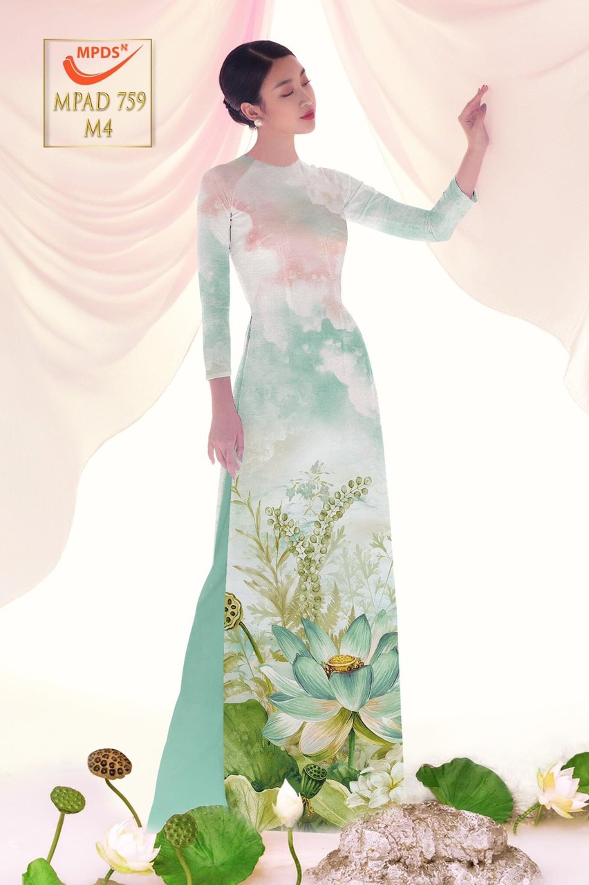 Vải áo dài hoa sen