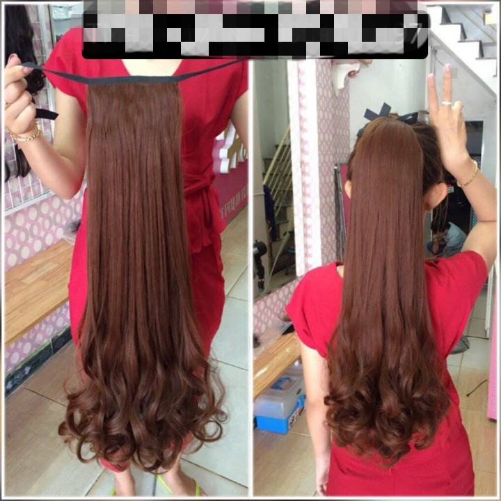 [ hàng loại 1 , 60cm ] tóc giả nữ cột xoăn dài, tóc giả buộc, tóc giả cột đuôi