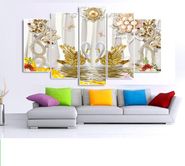 Tranh treo tường trang trí phòng ngủ đôi Uyên Ương 3D HH118