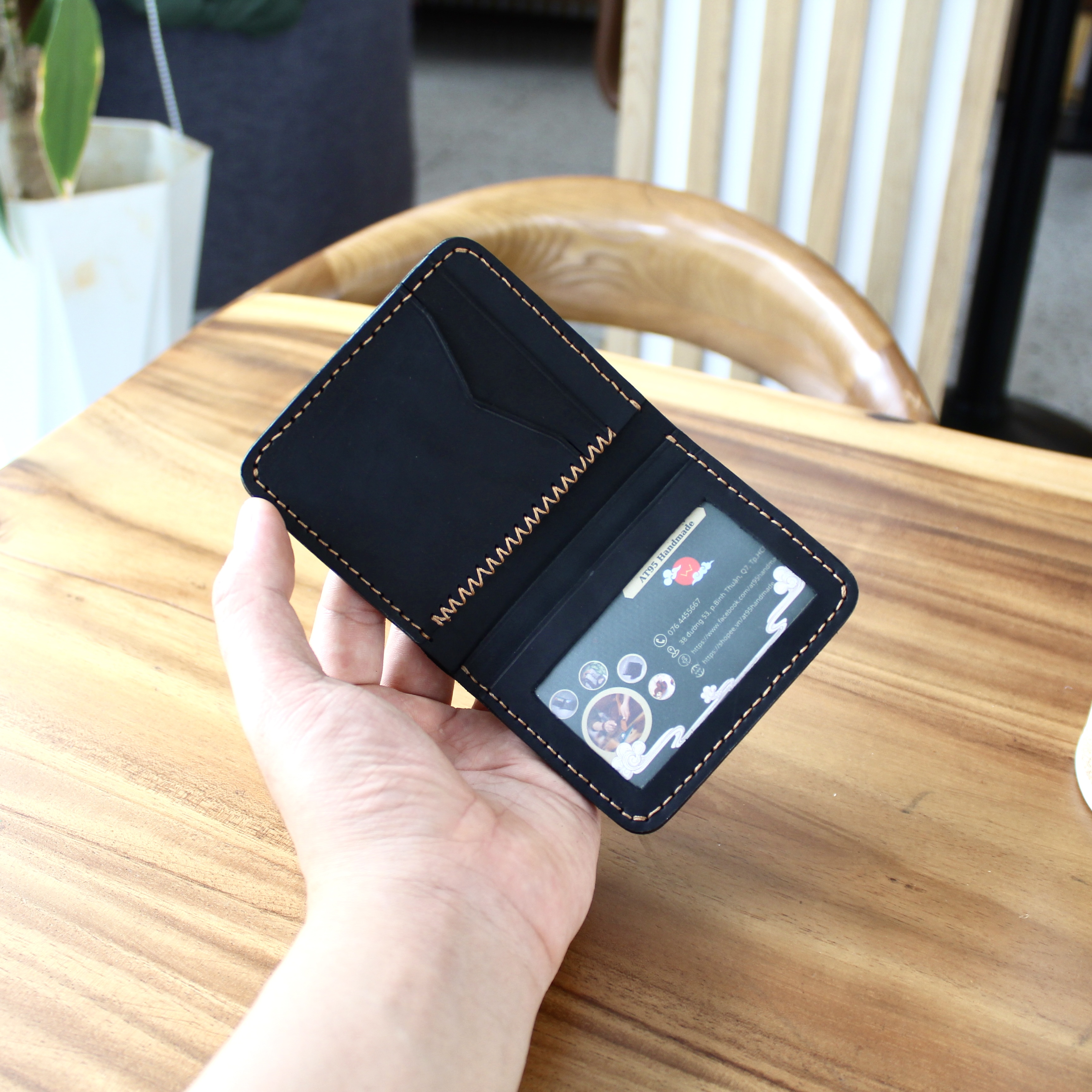 Ví Đứng Louis Mini Nhỏ Gọn Da Bò Thật Hàng Thủ Công