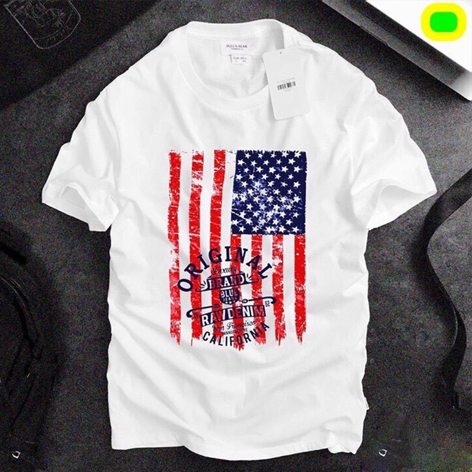 Áo thun tay ngắn nam cờ mỹ usa denim cực chất at30