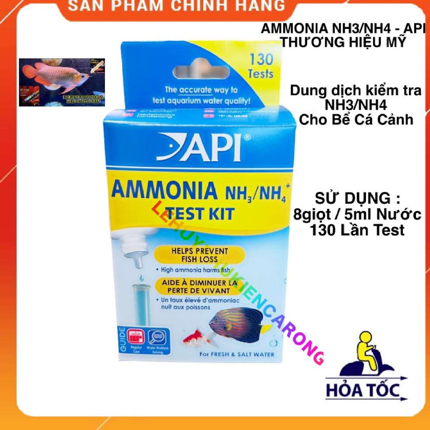 "hoàn tiền đến 10%" test nh3/nh4 cho bể cá cảnh thương hiệu api mỹ, sử dụng được 130 lần test