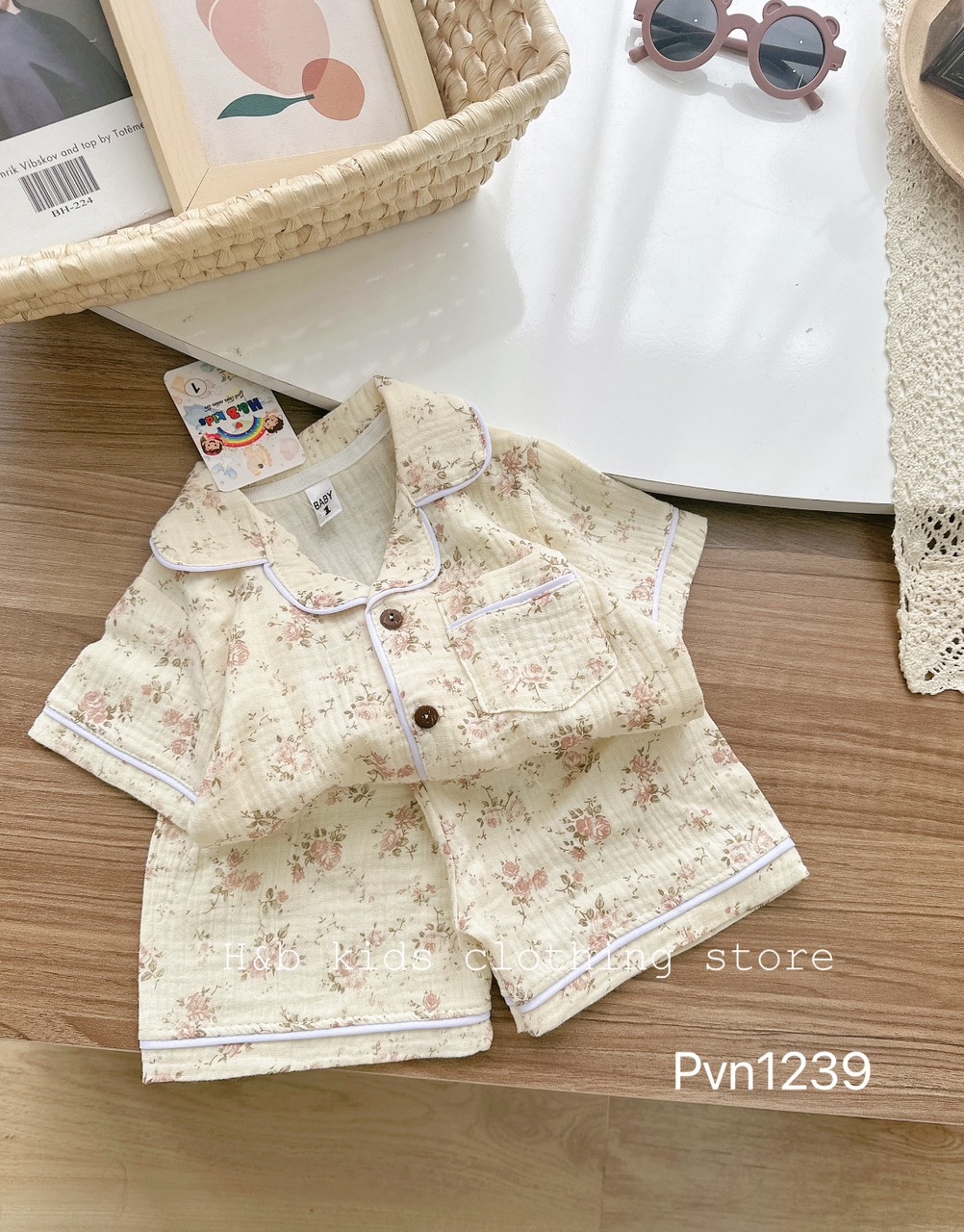 Bộ ĐÙi pjzama đũi họa tiết đáng yêu cho bé 6-16kg