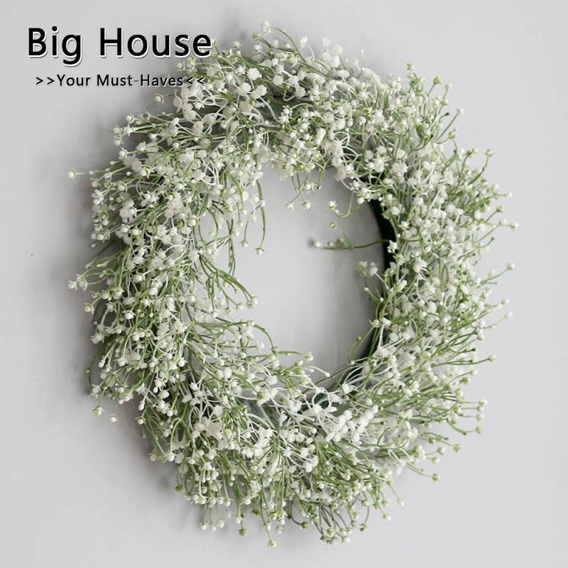 Big House Artificial Babysbreath Wreath Garland For Party Weddings Front Door Decoration