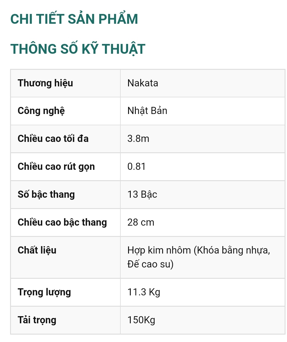 Thang nhôm rút NAKATA 380