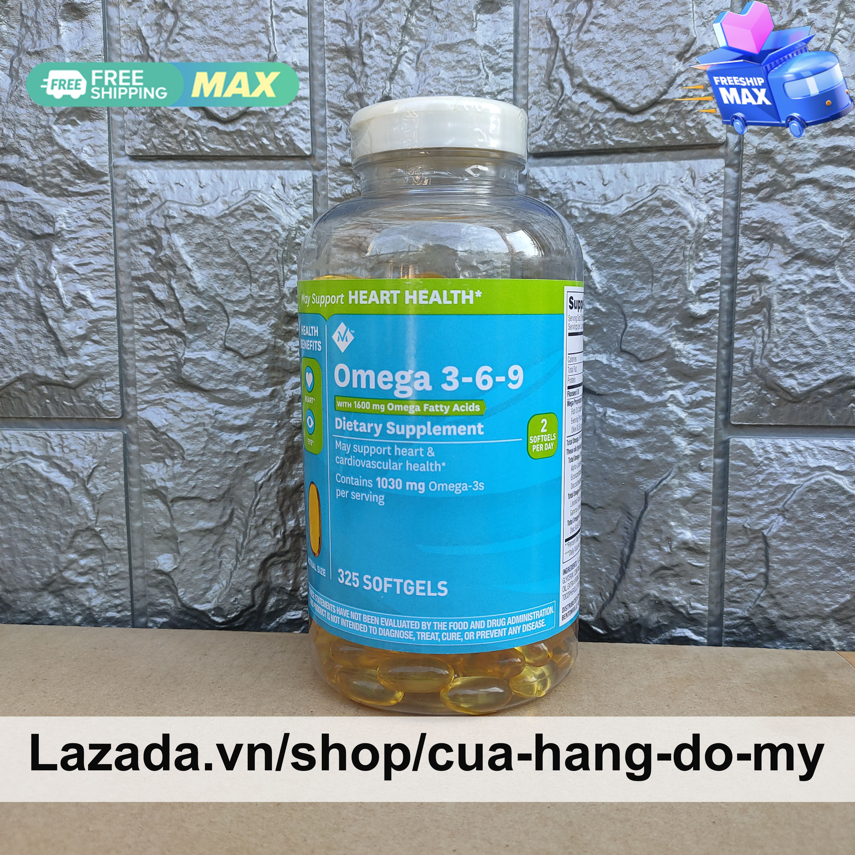 Viên dầu cá Omega 3-6-9 Member’s Mark Supports Heart Health 1600mg (flaxseed oil safflower oil fish oil evening primrose oil extra virgin olive oil borage oil) 325 viên tốt cho tim mạch omega 3 6 9 369 - Mẫu mới - Shop Hong1008