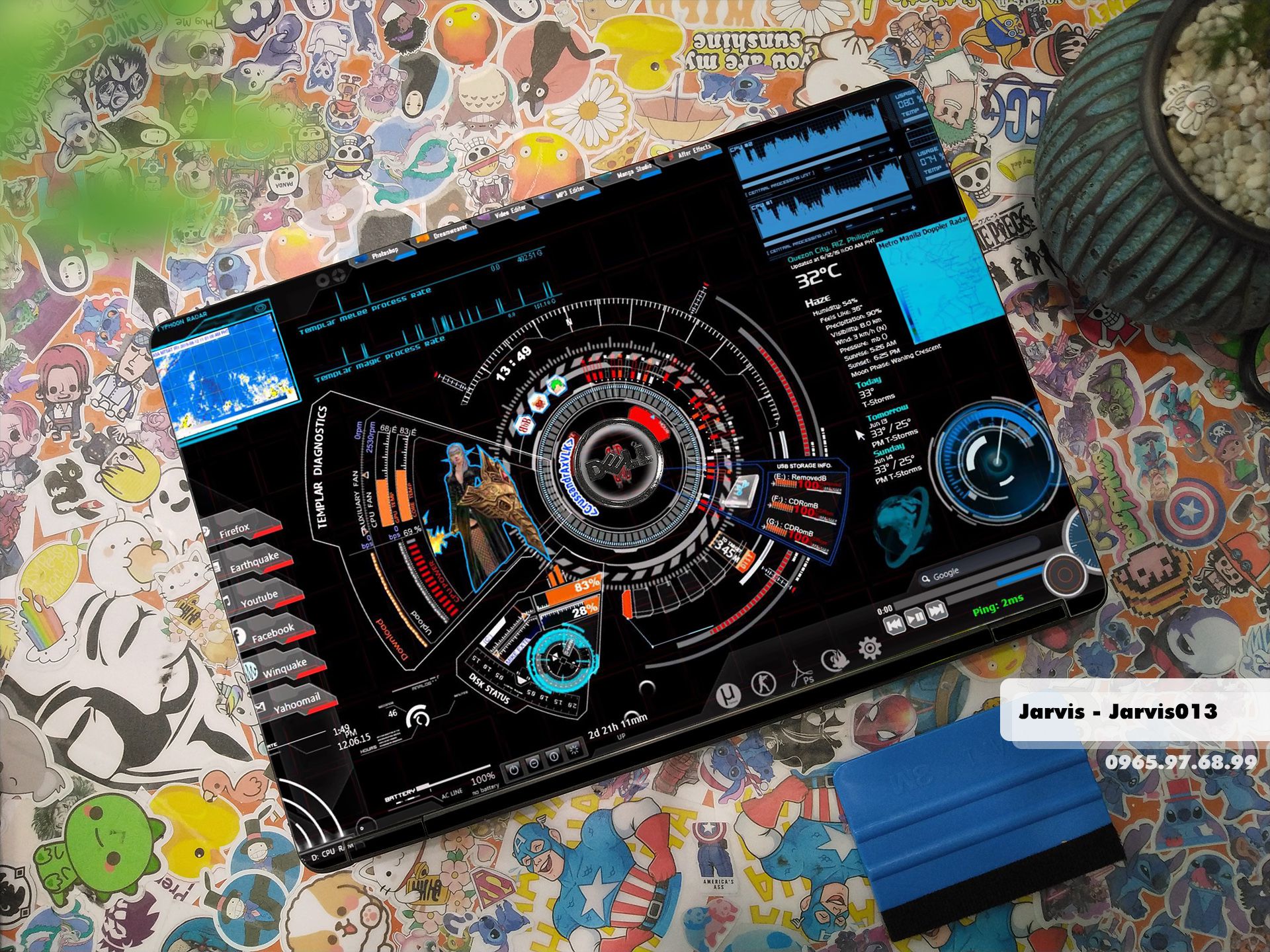 Decal Skin dán Laptop Dell mẫu Jarvis (inbox mã máy cho shop)