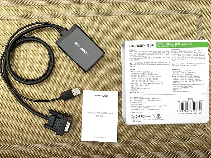 Cáp chuyển đổi vga sang hdmi + audio 1080p@60hz ugreen 50945 cao cấp
