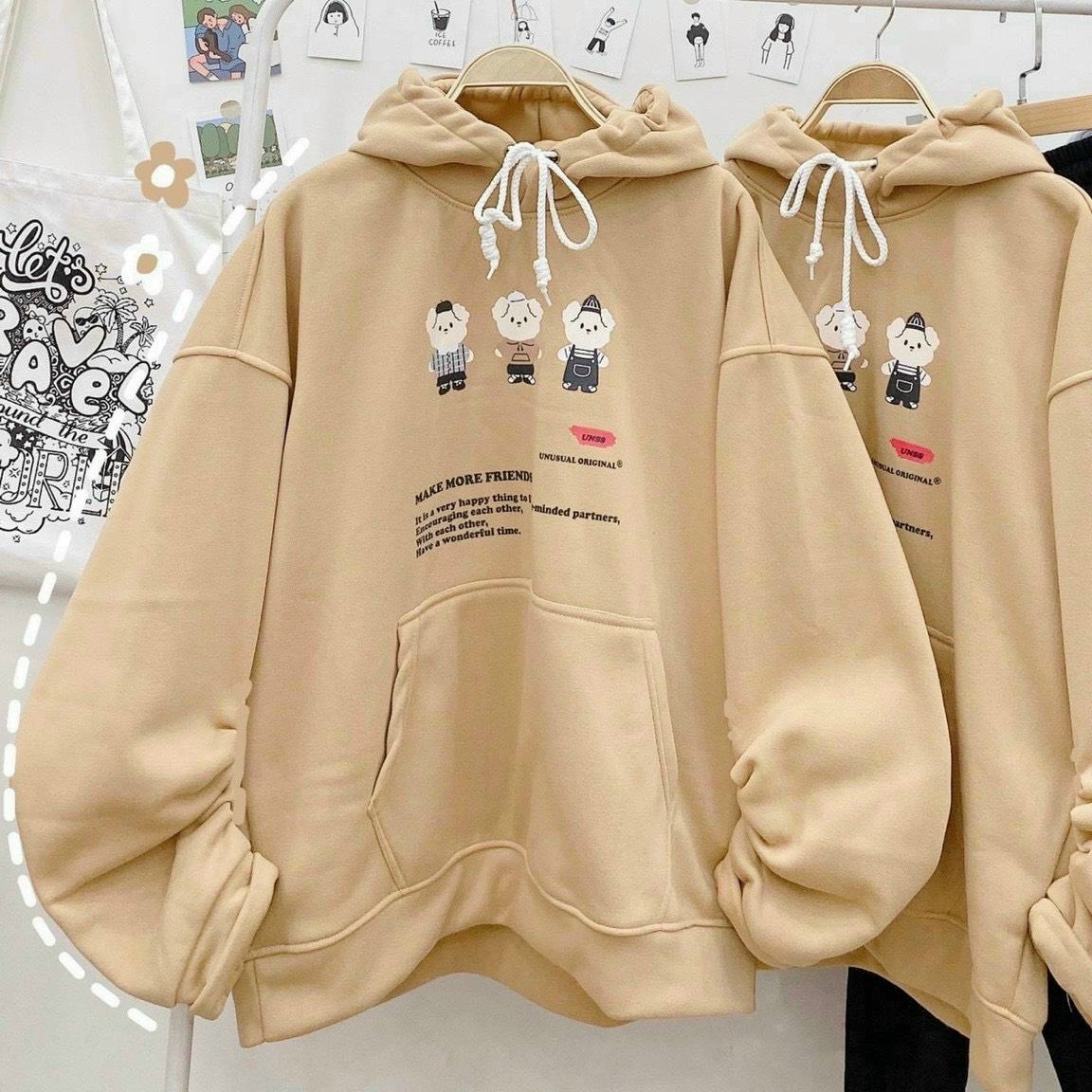 [FreeshipMAX] ÁO KHOÁC, ÁO KHOÁC HOODIE NAM NỮ CHẤT NỈ IN 3 CHÚ CÚN SIÊU SUTE