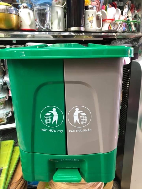 Thùng Rác 2 Ngăn Phân Loại Rác Thông Minh nhựa việt nhật