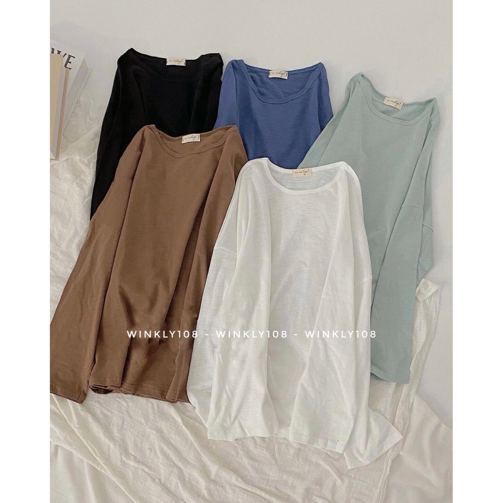 Áo phông trơn dài tay dáng basic