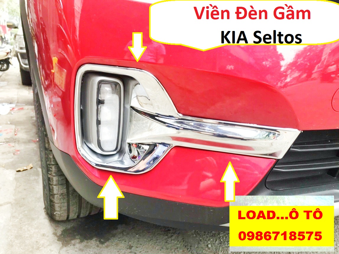 Ốp đèn gầm seltos, bộ ốp đèn gầm trước kia seltos 2023-2020 mạ crom cao cấp