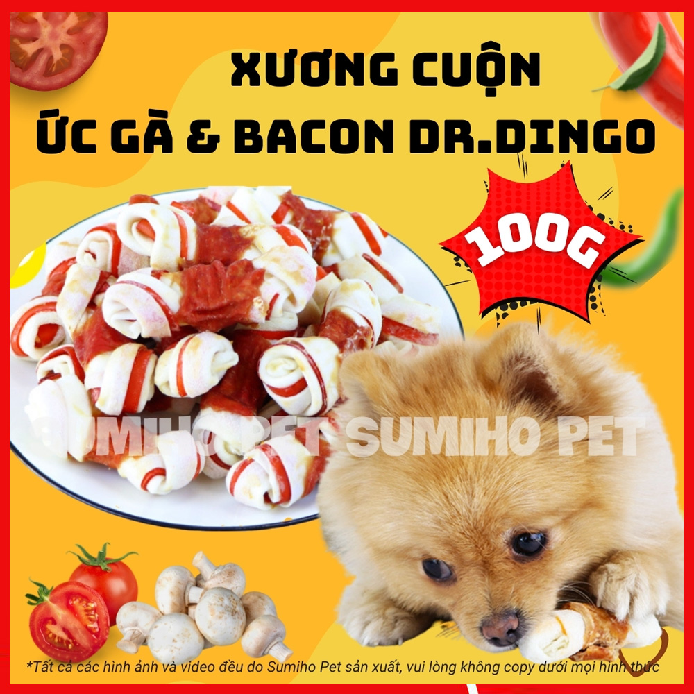 Xương cuộn ức gà sấy khô dành cho chó Bone Appetit HK41 (túi 80g gồm 4-5 cây nhỏ)