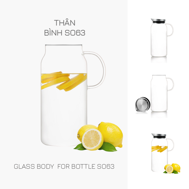 Phụ Kiện :  Thân Bình Thủy Tinh S063T - 1300ml (Dùng thay thế cho bình S063 )