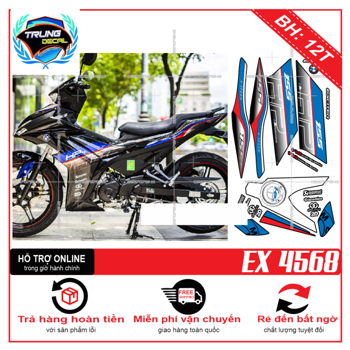 Tem rời ex 155 dán xe đen
