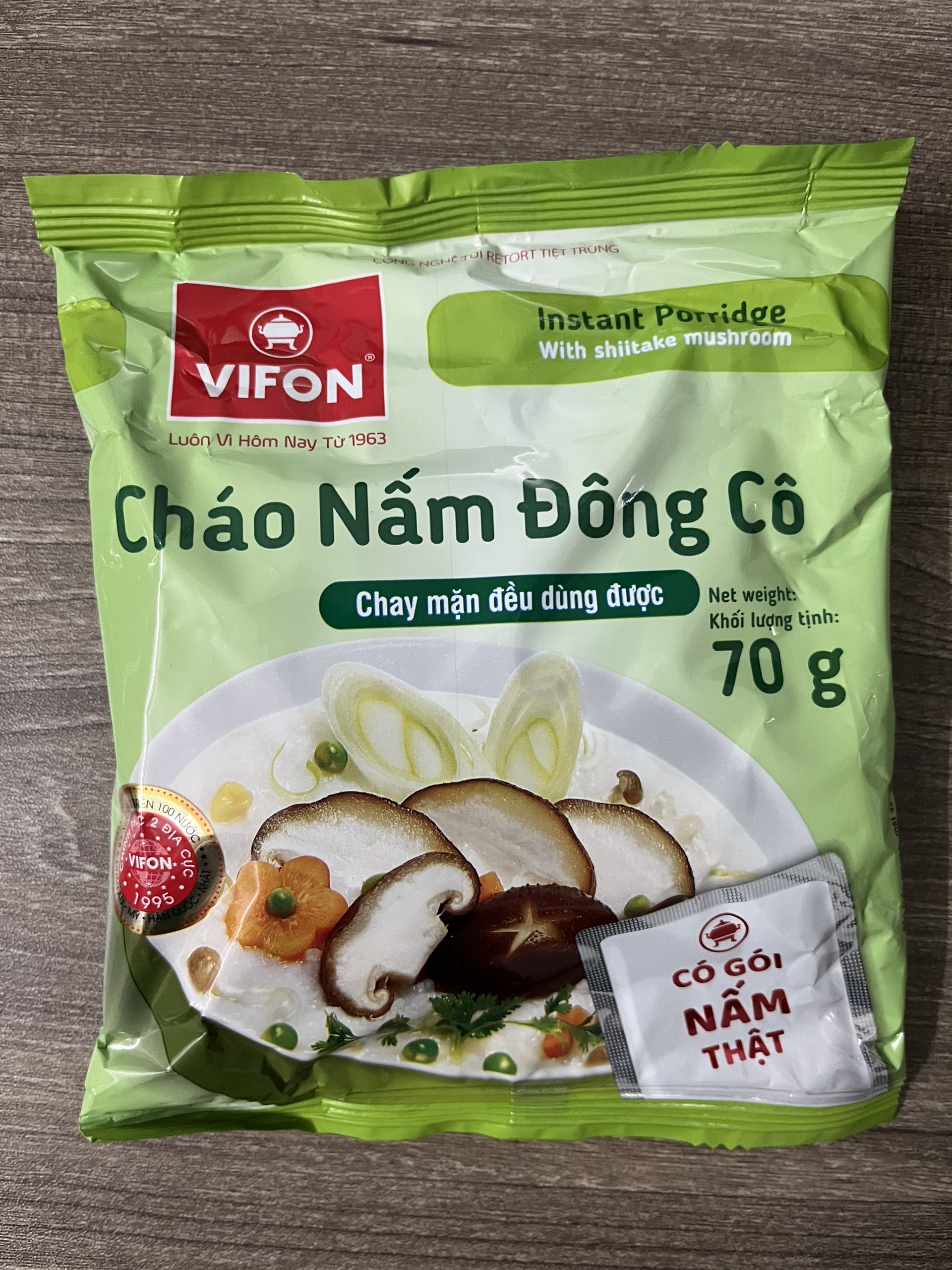 Cháo nấm đông cô ( có gói nấm thật) Vifon 70g