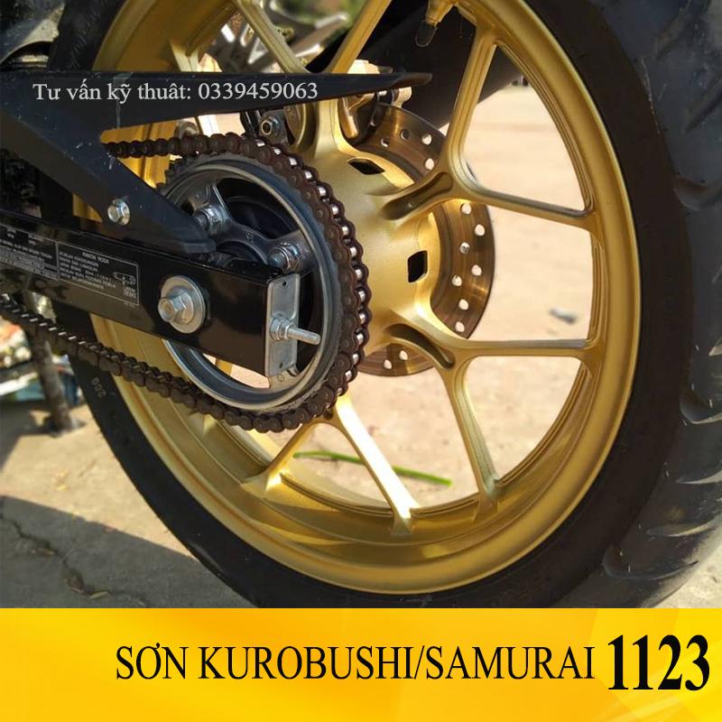 Sơn samurai xanh ánh kim - Combo màu vàng 1123 sơn xịt samurai
