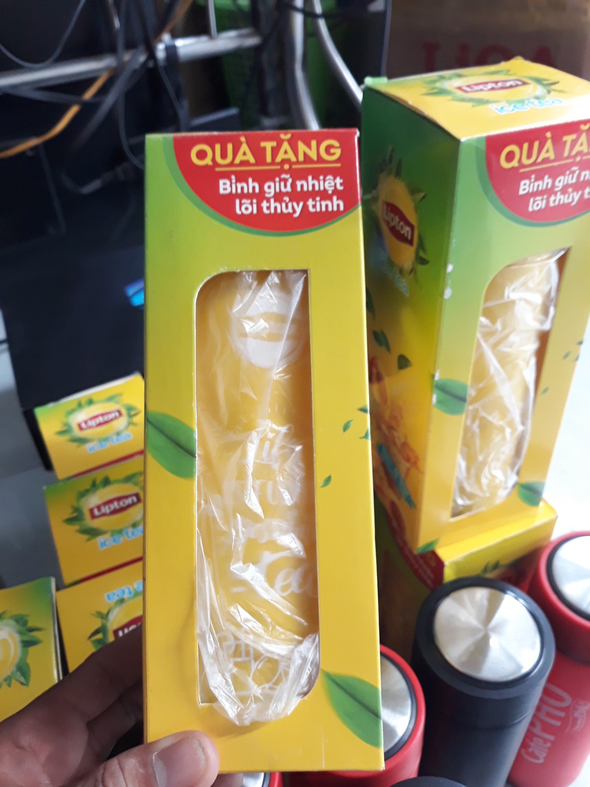 Bình giữ nhiệt Lipton lõi thuỷ tinh 2 lớp 400ml