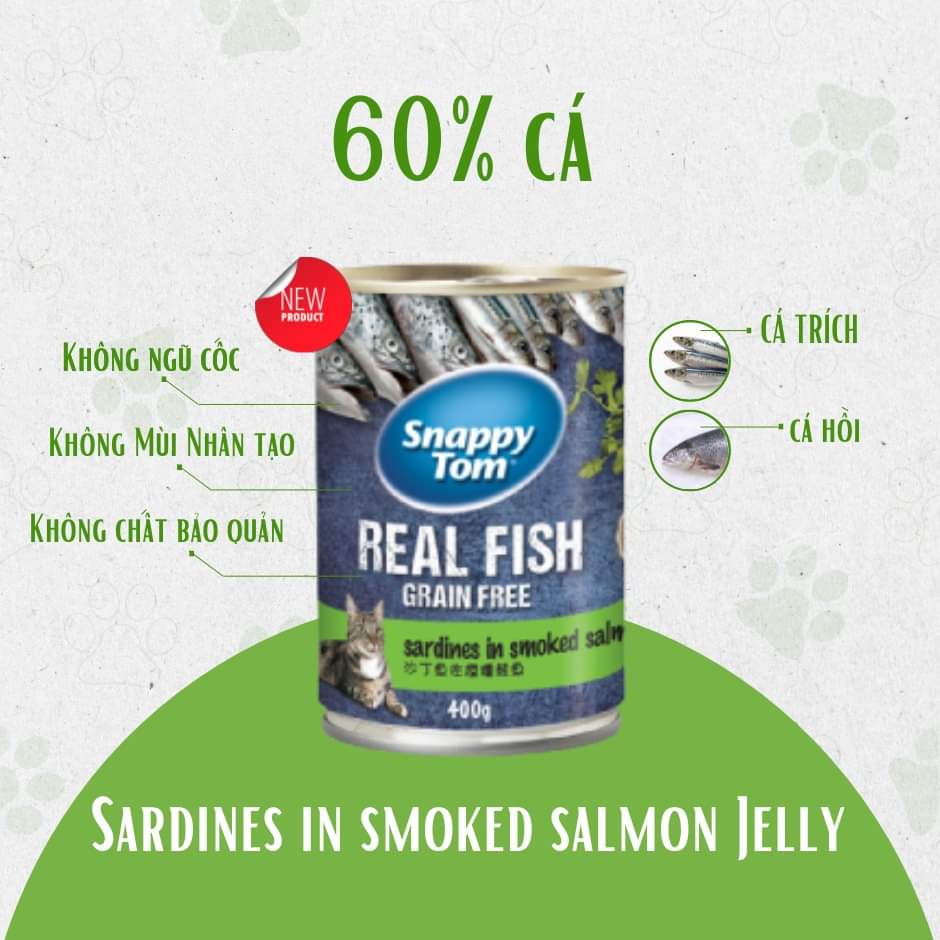 Pate SnappyTom Lon 400G RealMeat Siêu Thịt Cá