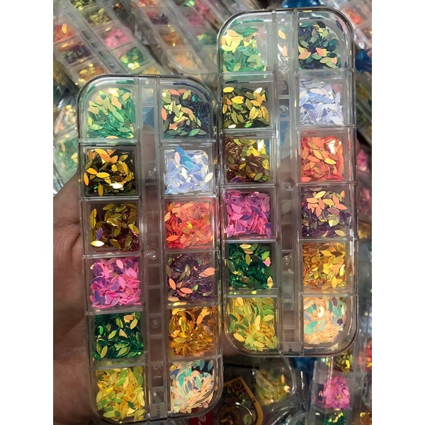 Set nhũ kim sa hình lá trang trí móng siêu đẹp