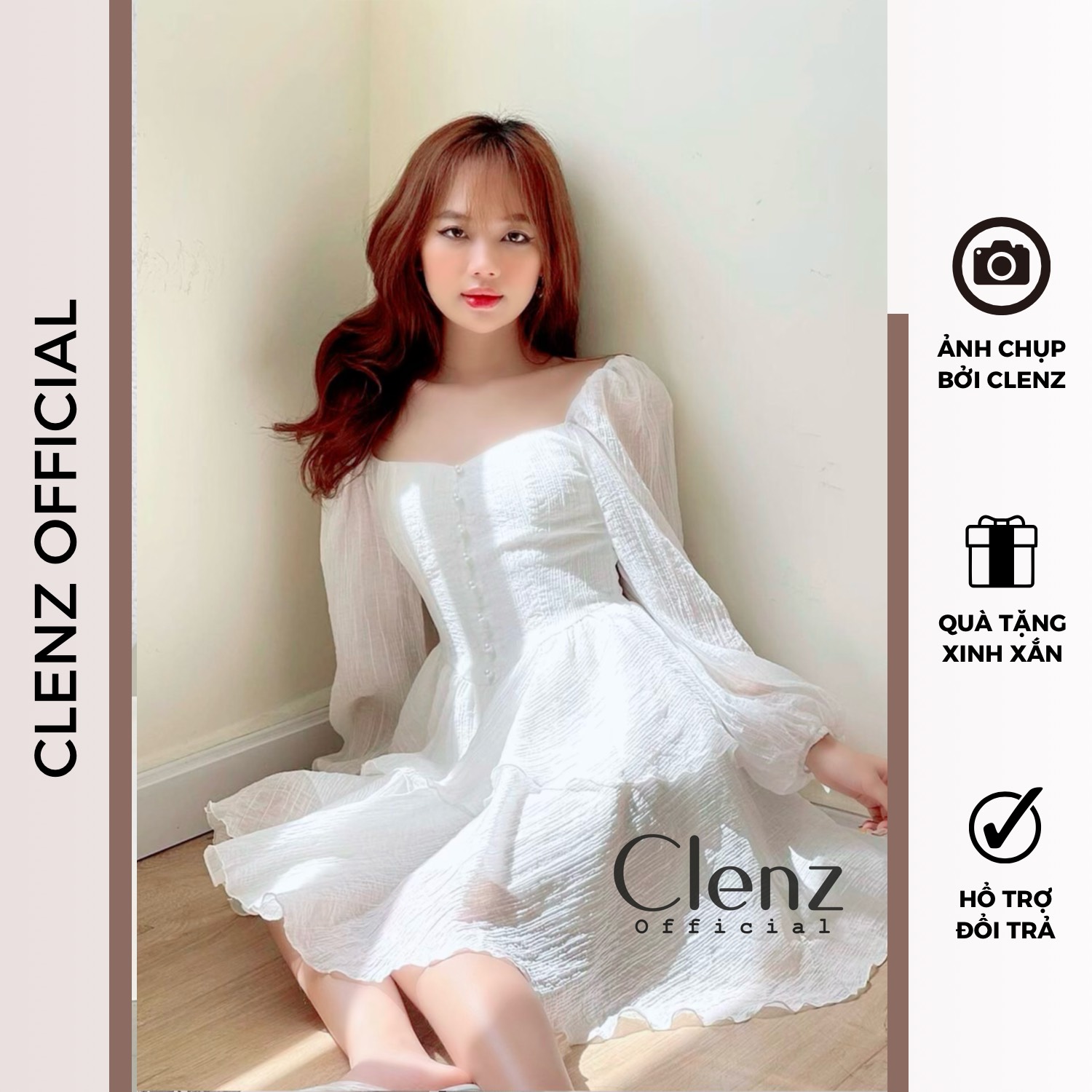 [ Clenz - Váy thiết kế cao cấp ] Đầm tiểu thư tay dài cổ điển D11