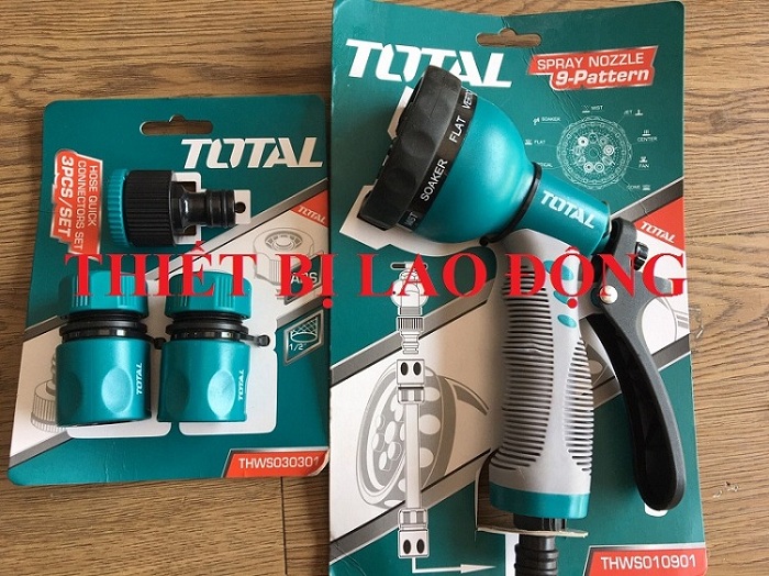 COMBO 1 ĐẦU PHUN 3/4" THWS010901 + 1 BỘ 3 KHỚP NỐI NHỰA 1/2" TOTAL THWS030301