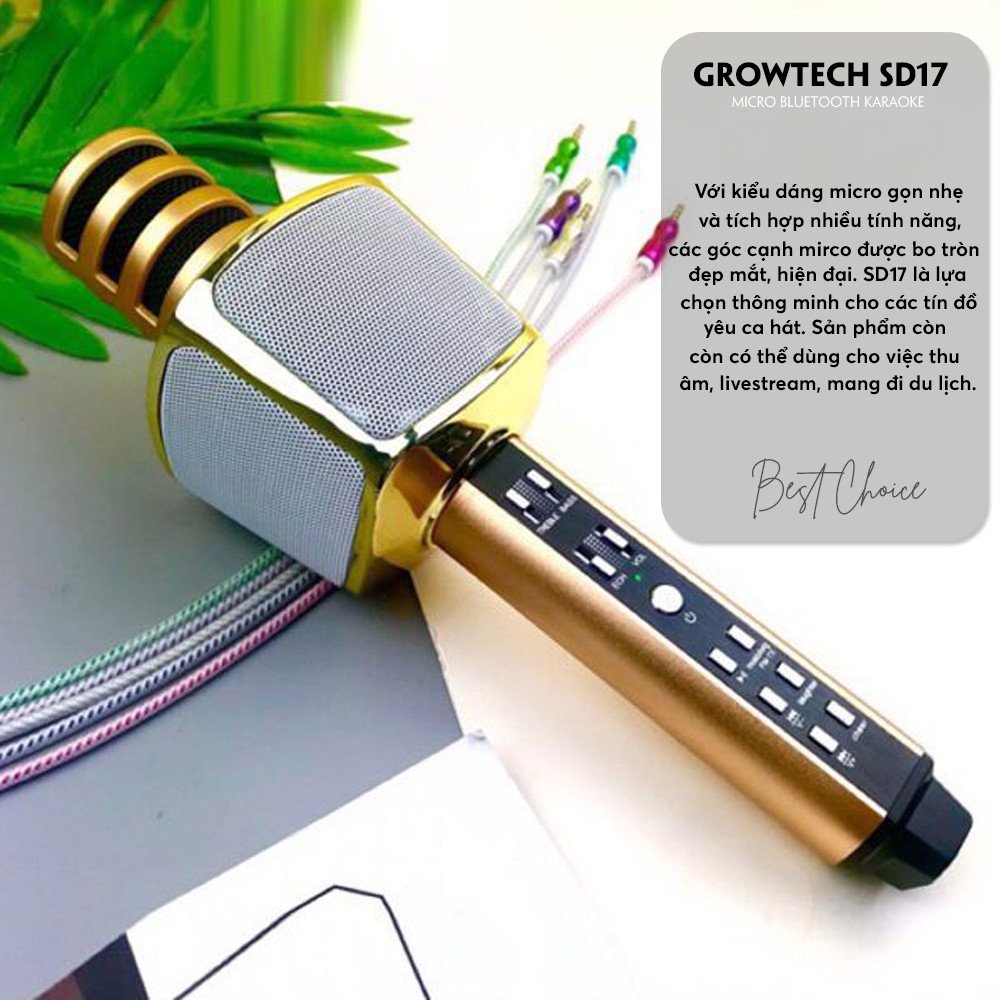 Micro karaoke, micro không dây, micro karaoke bluetooth, micro bluetooth 3 in 1 SD16 phiên bản nâng cấp