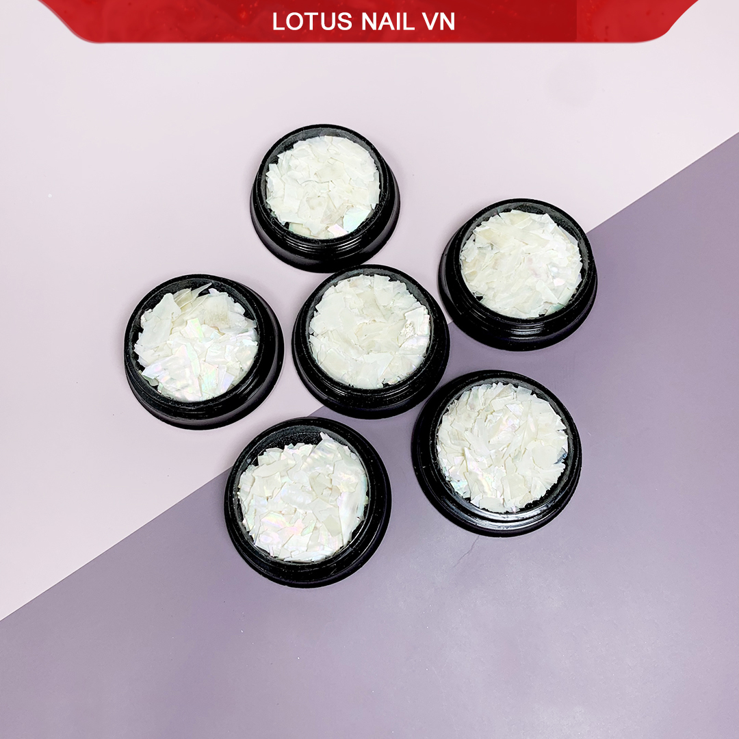 Xà cừ trắng siêu mỏng mịn ẩn gel trang trí móng