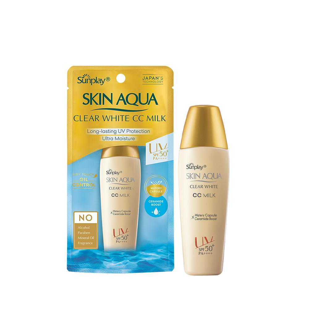Sữa chống nắng tạo nền trắng mịn Sunplay Skin Aqua Clear White CC Milk 25g