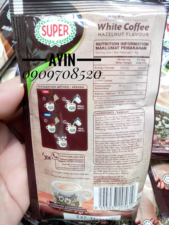 [HCM]( Bao Bì Mới ) Cà Phê Trắng Super Vị Hạt Dẻ - Super White Coffee Hazelnut Malaysia