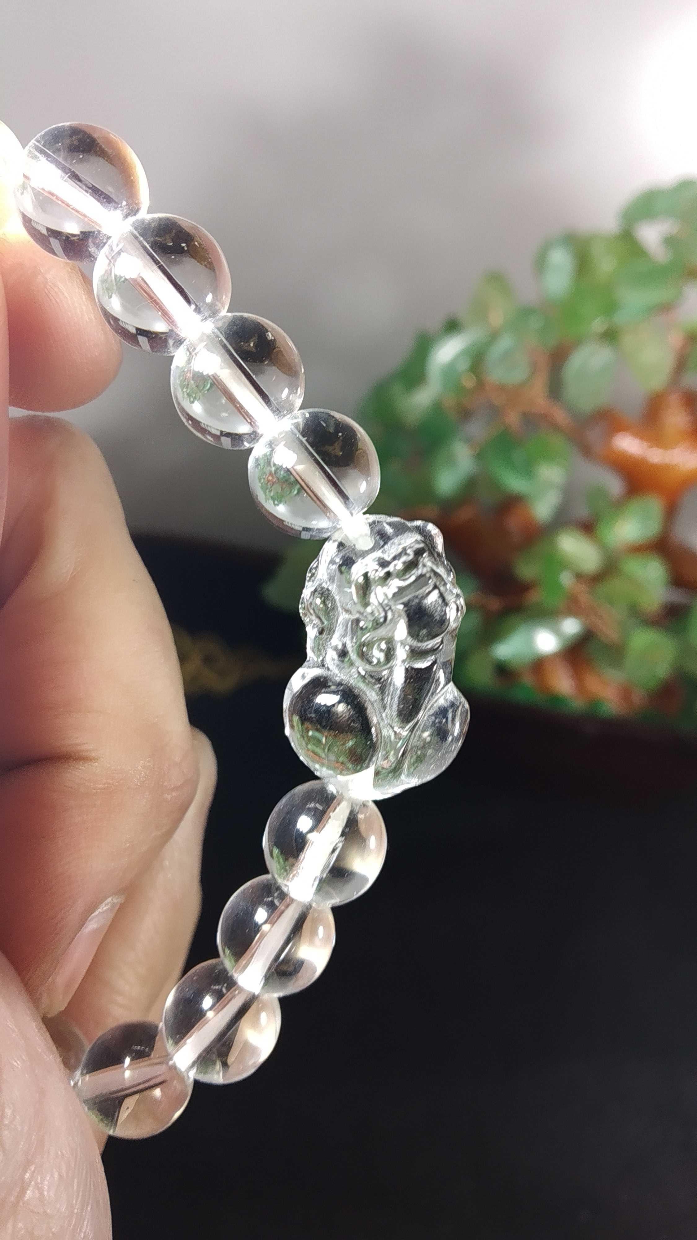 Vòng phong thủy-Vòng đá pha lê 10li mix tỳ hựu