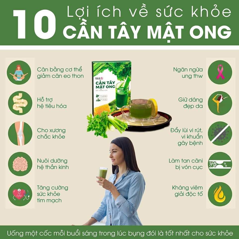 Combo 3 hộp cần tây mật ong ( tặng 1 bình thủy tinh)