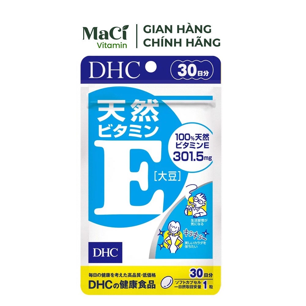 Viên uống DHC bổ sung Vitamin E Hỗ trợ sáng da chống oxy hóa 30 ngày MaCi