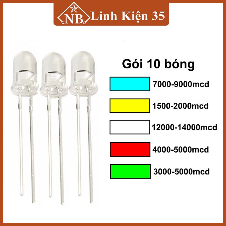 Gói 10 con led siêu sáng phi 5