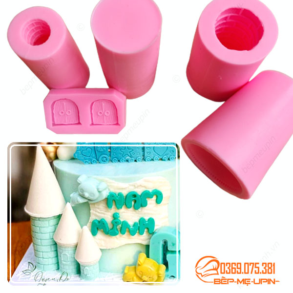 Khuôn silicon tòa lâu đài lớn đổ bánh rau câu
