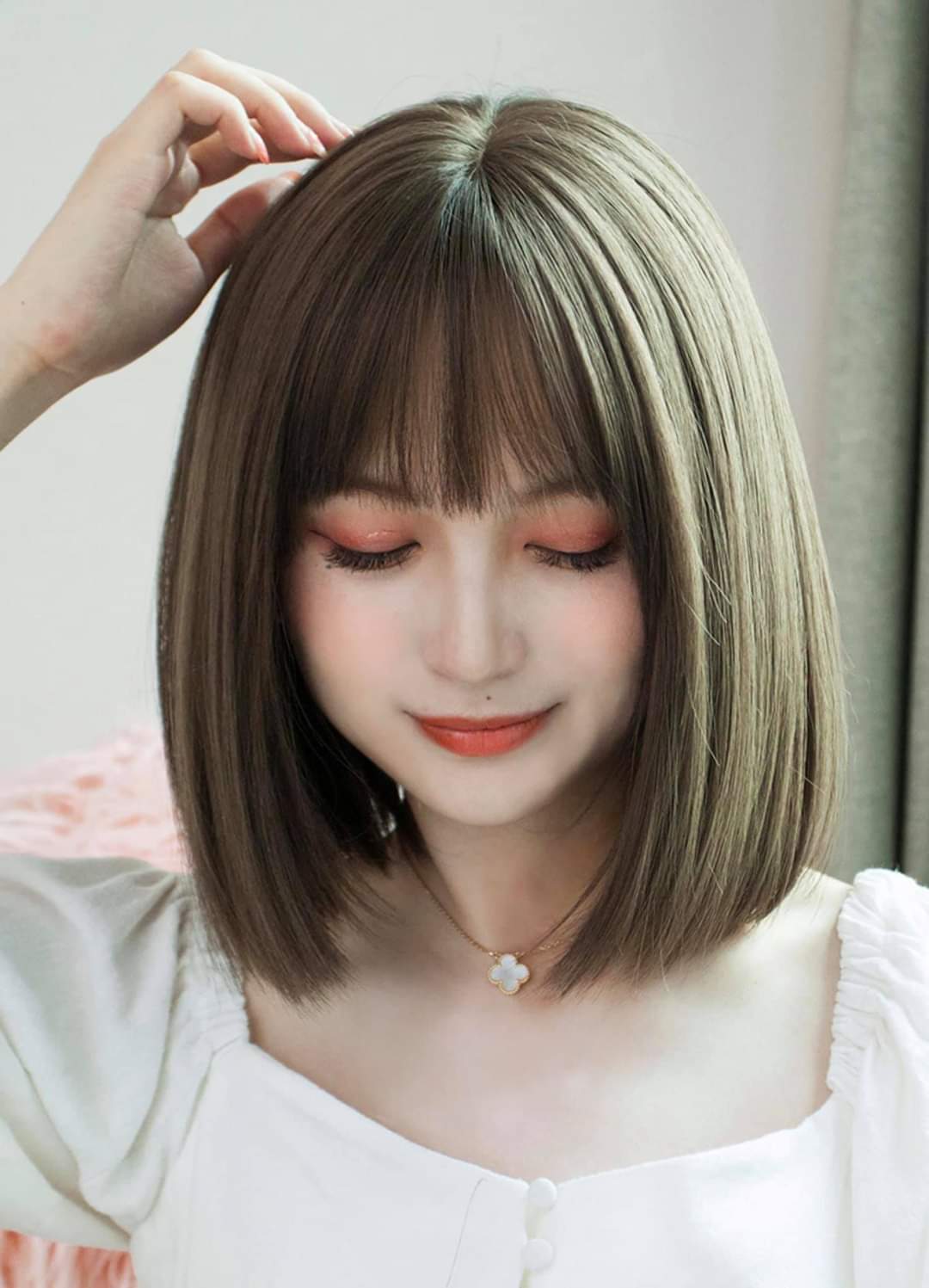 Tặng kèm lưới và lược, tóc giả nữ nguyên đầu vic ngắn, tóc giả cup ngắn, tóc giả bộ cả đầu ngắn