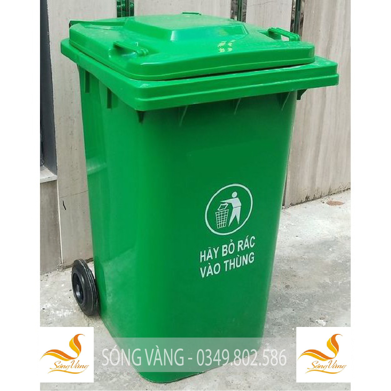 Thùng rác y tế 120 lít màu xanh đựng rác thải sinh hoạt