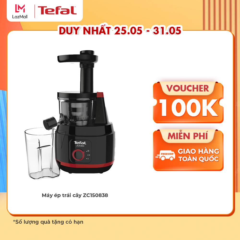 Máy ép chậm trái cây TEFAL ZC150838, công nghệ ép lạnh, ép êm, hàng chính hãng bảo hành 2 năm