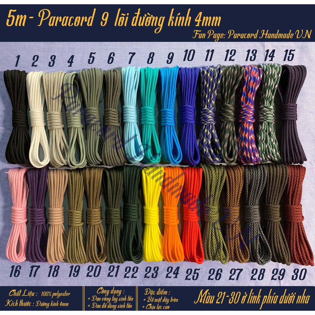 Combo Cuộn Dây Paracord 100M