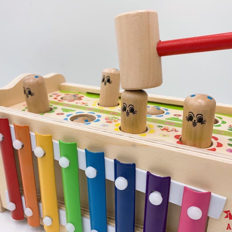 ĐẬP CHUỘT KÈM ĐÀN- ĐỒ CHƠI GỖ TRÍ TUỆ CHO BÉ