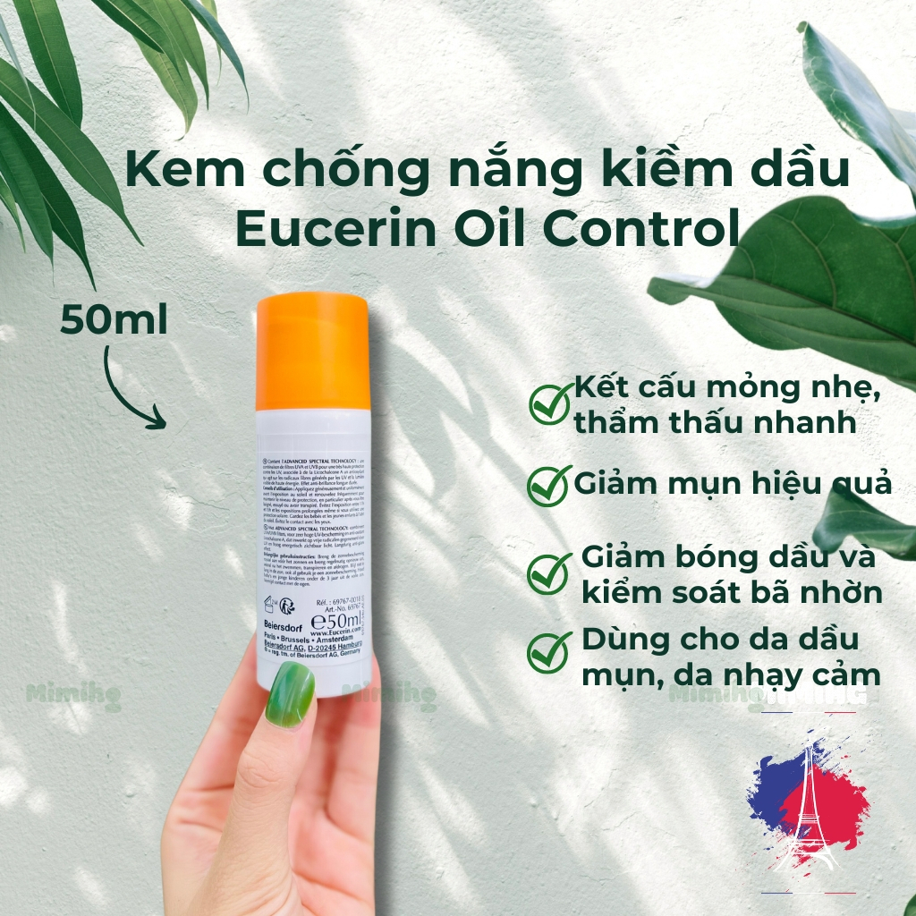Kem chống Nắng Eucerin cho da nhờn, da mụn 50ml eucerin oil control