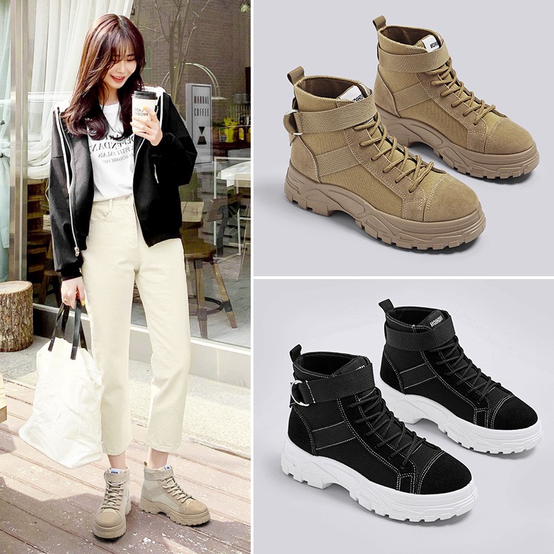Bốt nữ Kiểu dáng Học sinh đơn giản 2 Màu Dễ Mix đồ