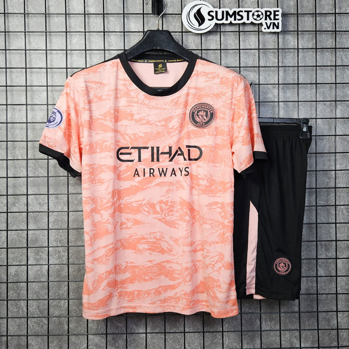 Quần Áo Bóng Đá CLB Man City Hồng Cam - Đồ Đá Banh Cao Cấp 24